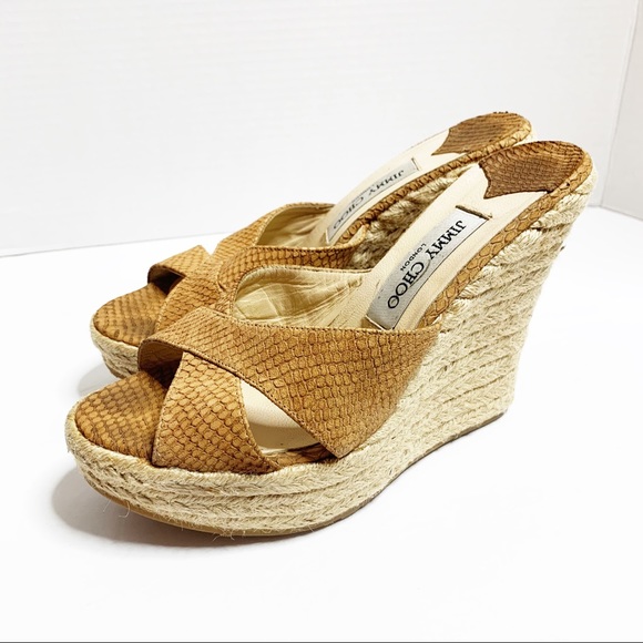 Jimmy Choo Shoes - Jimmy Choo Phyllis Snake Espadrille Wedge 38/8